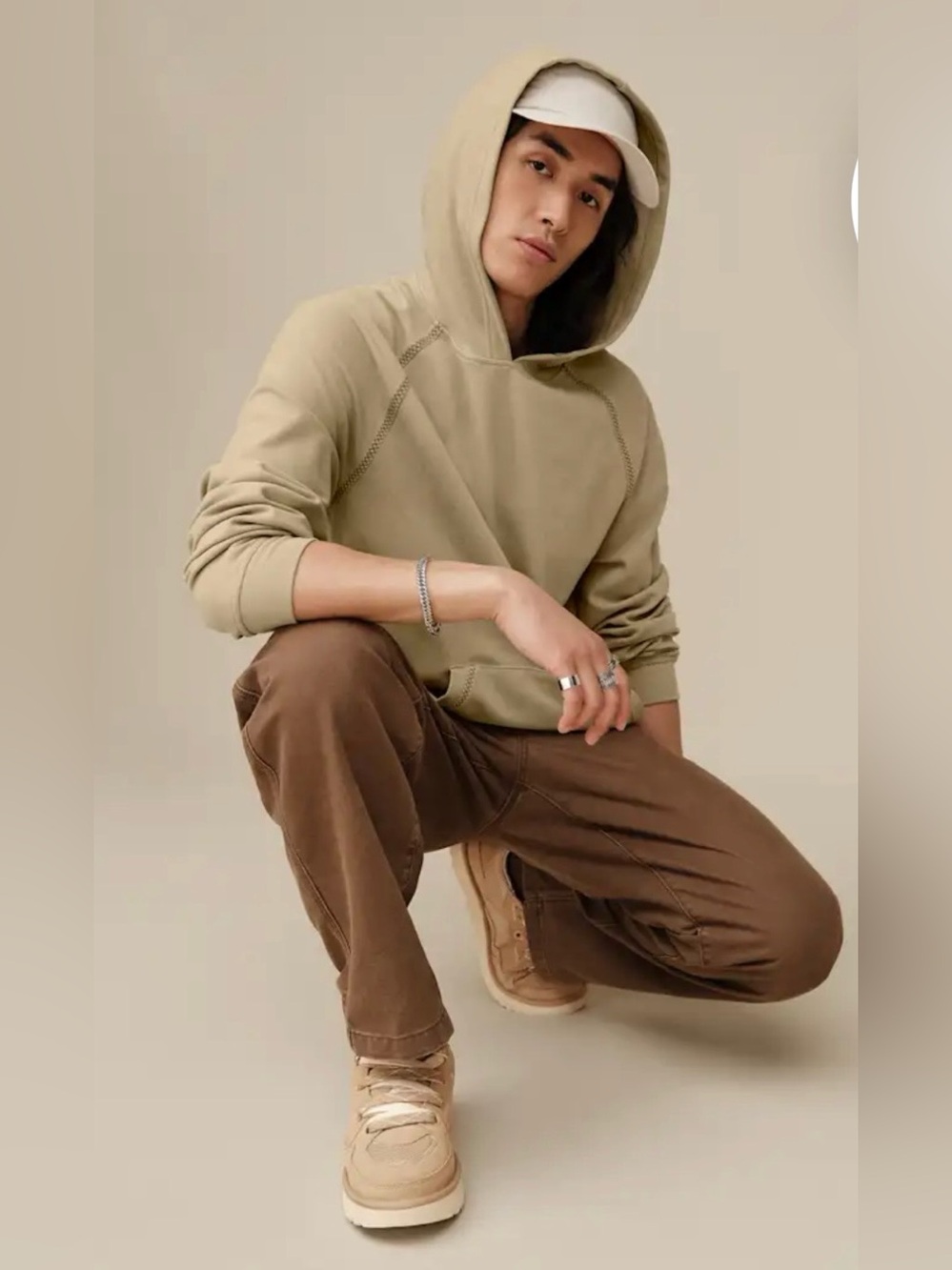 UGG Men's Beige Hooded Pullover Sweatshirt - Picture 3 of 7